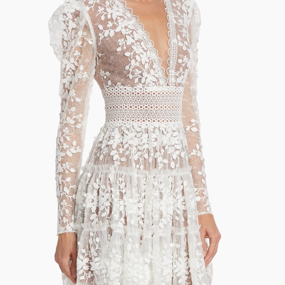 Bronx and Banco White Floral Lace Dress